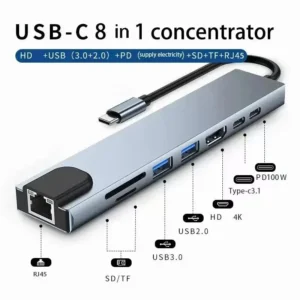 8 in 1 USB C Hub Multi-Port Adapter